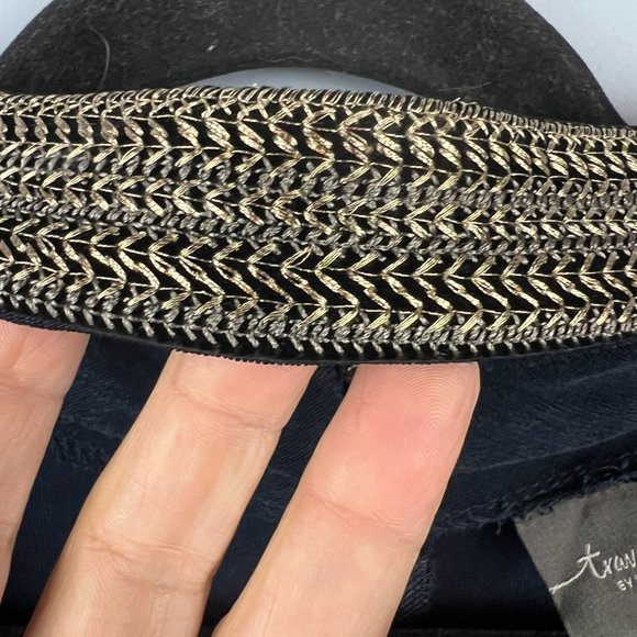 Chico's Travelers Navy Blue Dress w/Gold Braided Choker Neckline Size 3 - Picture 6 of 11